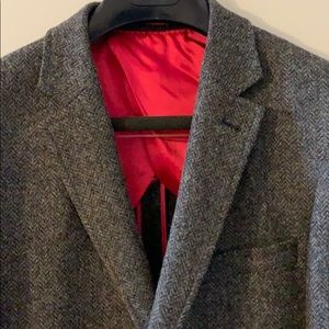 42R Herringbone Wool Slim Blazer